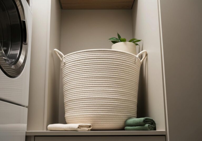 Cesto de Corda de Algodão Off White para Lavanderia: Elegância e Praticidade