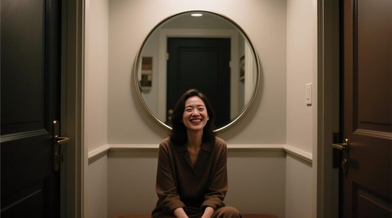 Espelho Redondo com Moldura de Metal para Hall Compacto