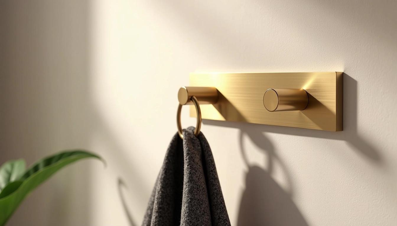 Gancho de Parede em Latão Dourado para Pendurar Casaco
