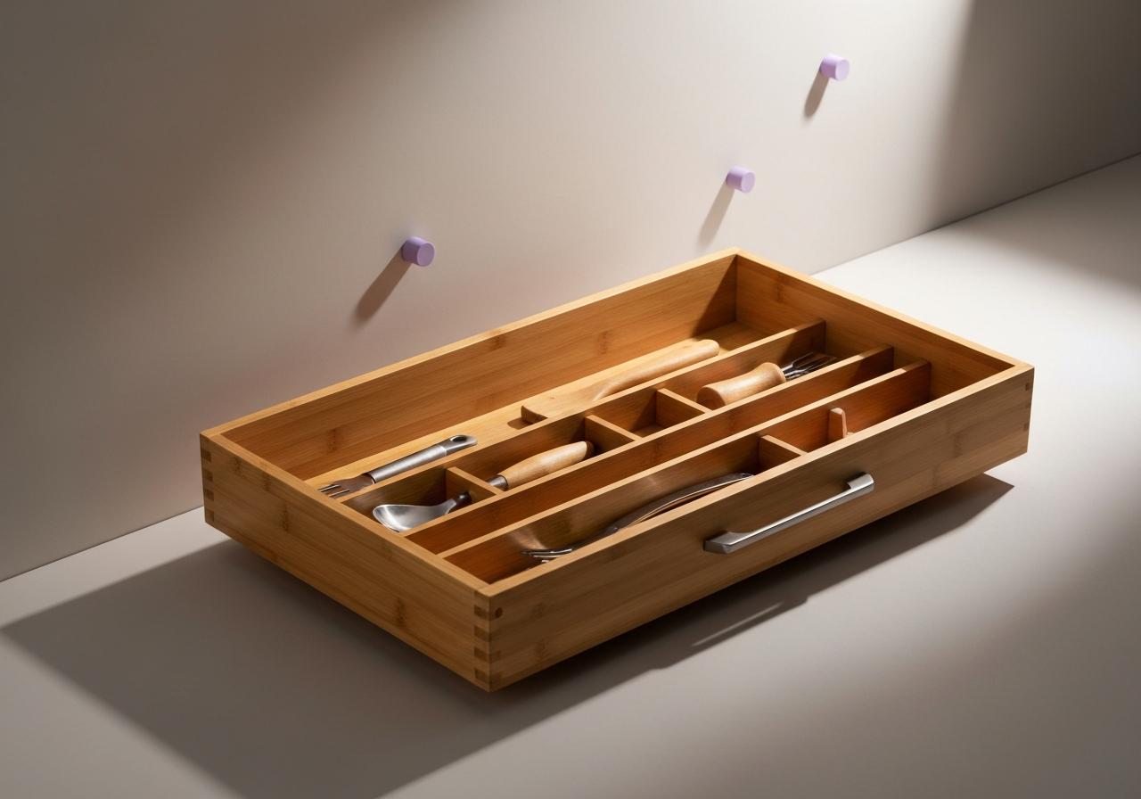 Organizador de Gaveta em Bambu para Cozinha Gourmet Clean