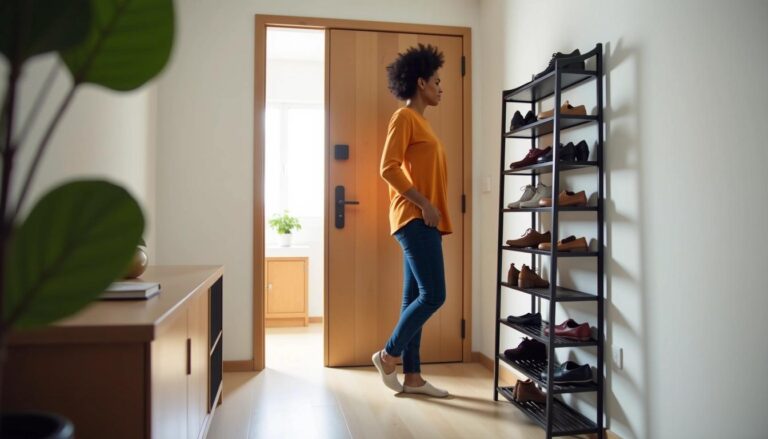 Sapateira Vertical de Metal para Entrada de Casa — Organização e Estilo