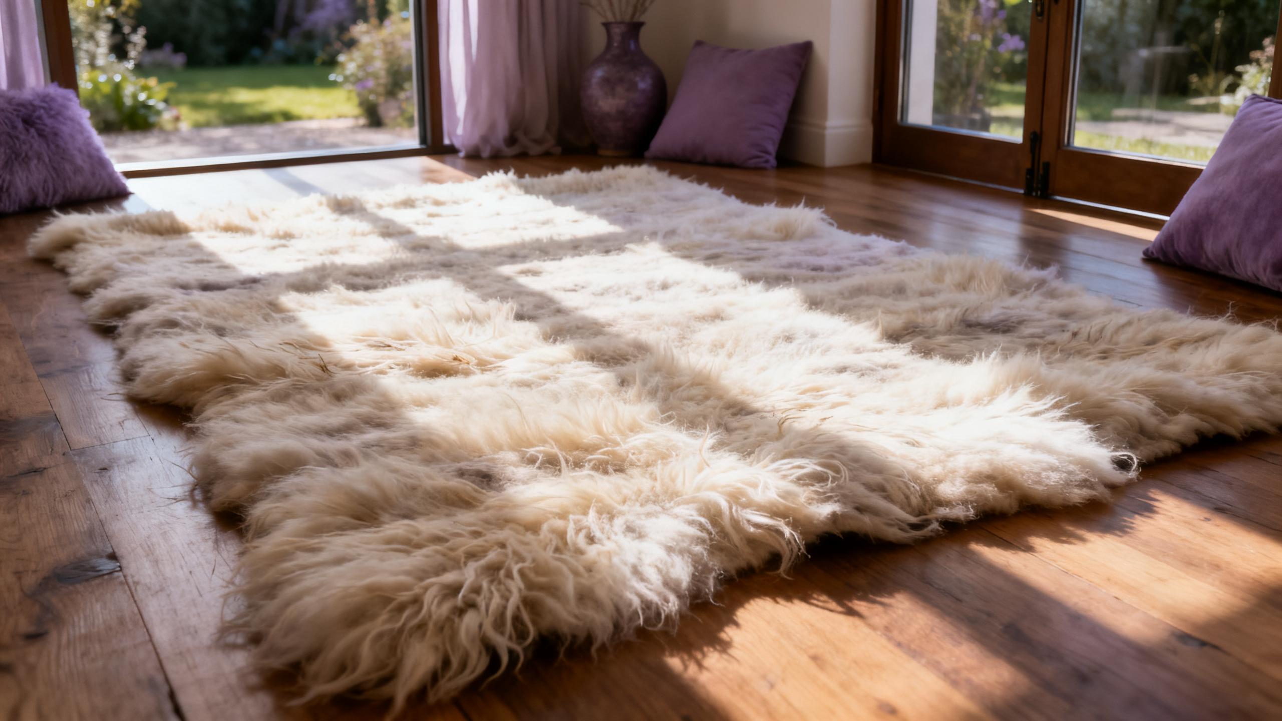 Tapete de Lã Orgânica Crua para Sala Integrada com Ateliê