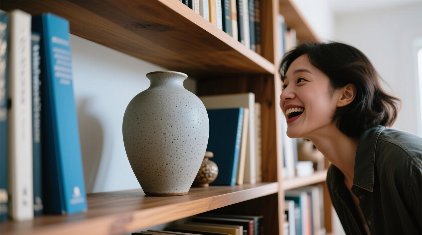 Vaso de Cerâmica Fosca Artesanal para Biblioteca Privada